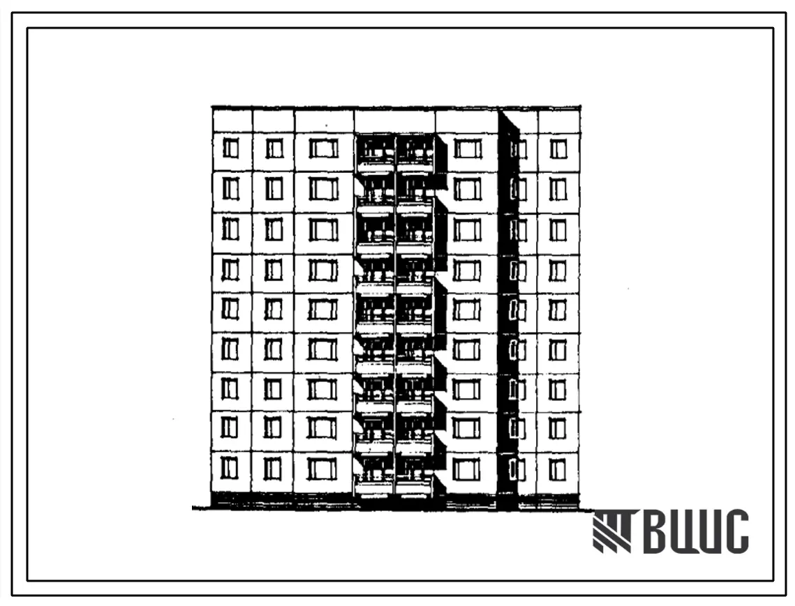 Типовой проект 97-0241м.86 Девятиэтажная блок-секция рядовая на 36 квартир. Для строительства в городах и поселках городского типа