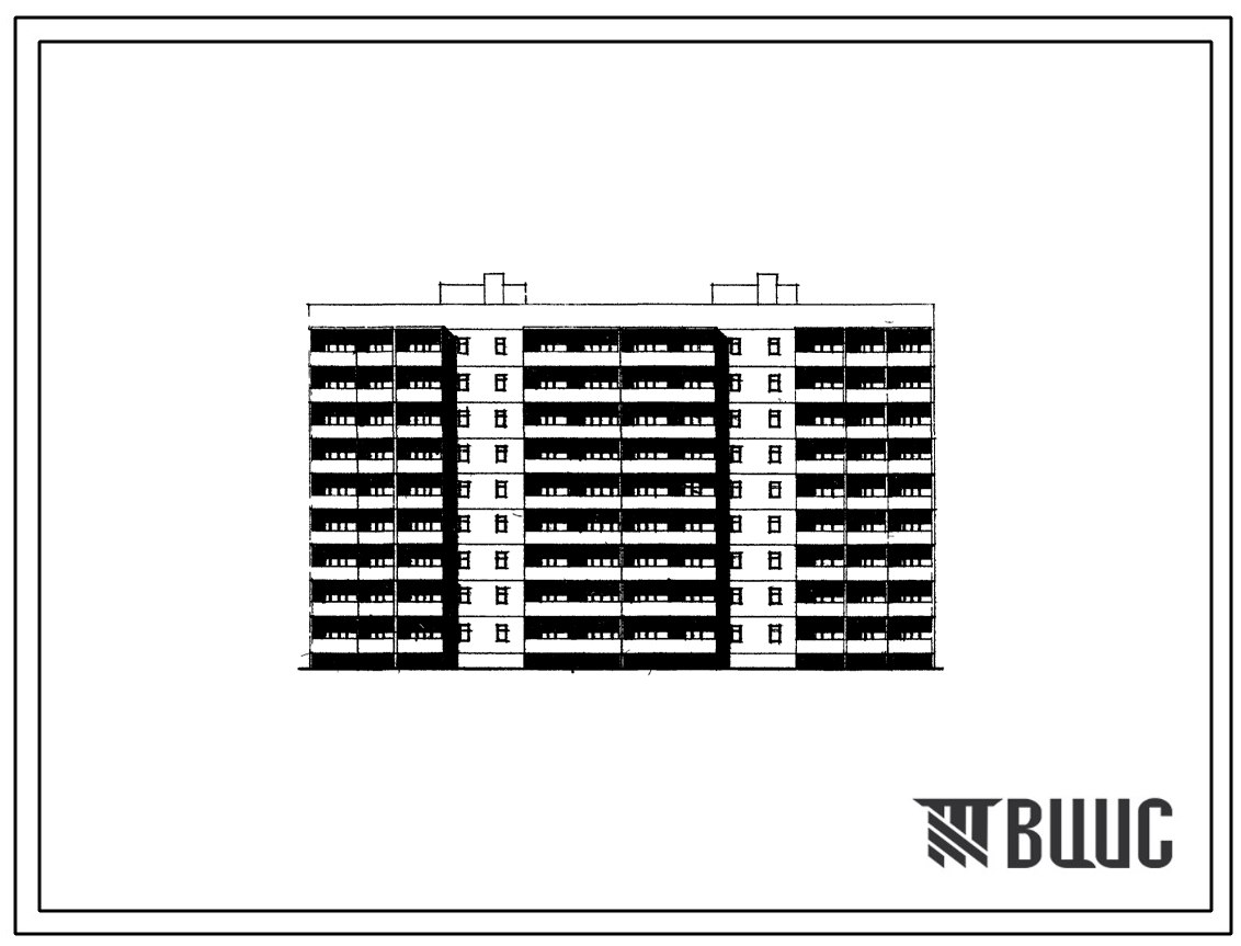 Типовой проект 96-037/2 Блок-секция рядовая 9-этажная 72-квартирная 1Б, 1Б, 2Б, 4Б (спаренная)