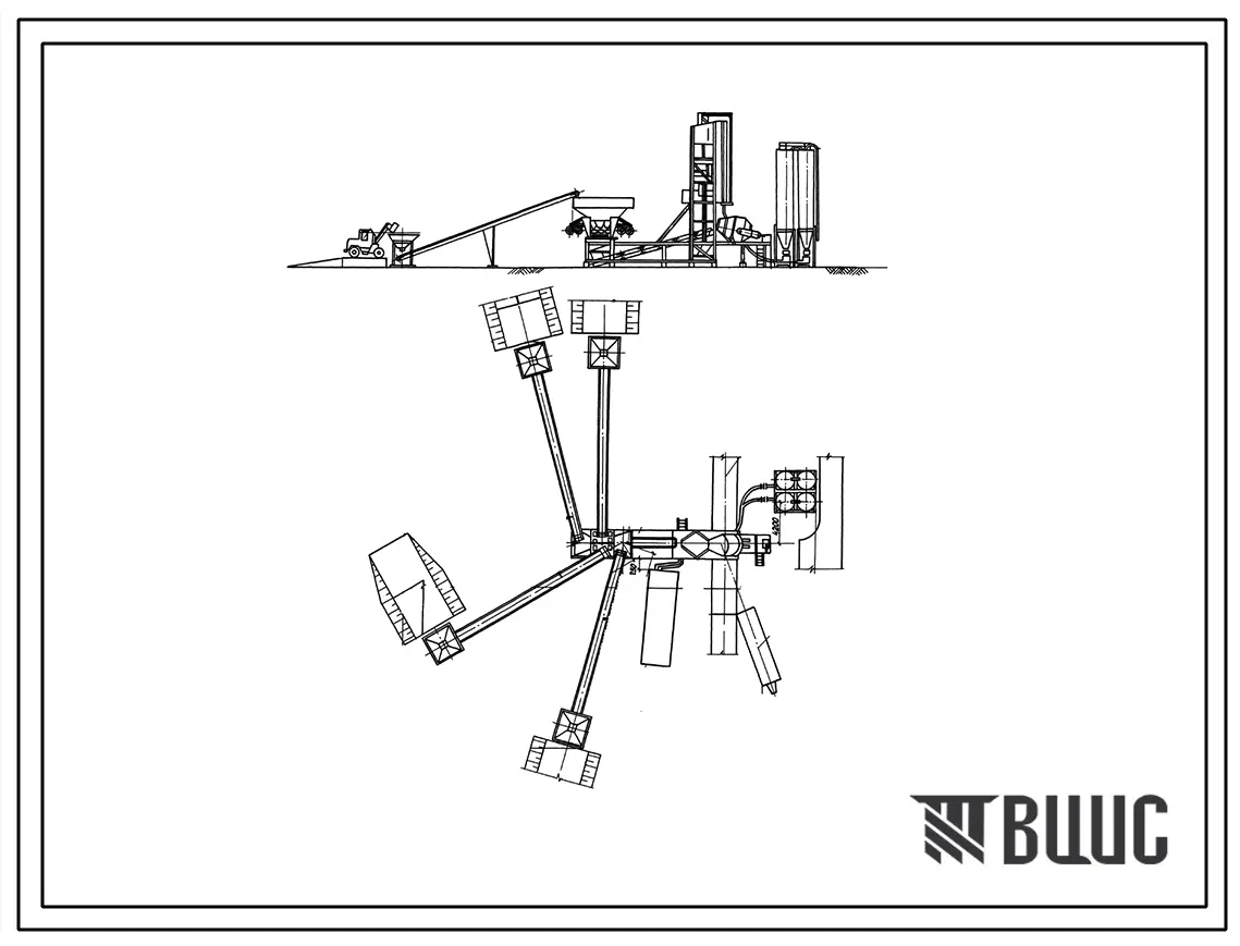 Типовой проект 409-28-50.88 Бетоносмесительный цех автоматизированного притрассового бетонного завода для дорожного строительства производительностью 135м3/ч