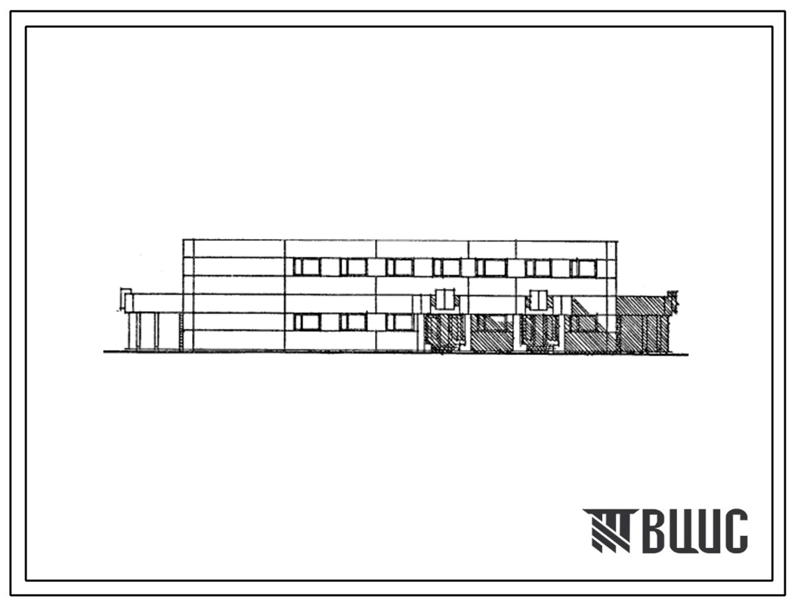 Типовой проект 252-04-63.33.88 Амбулатория на 100 посещений в смену с аптекой VI группы. Для Тюменской области. Здание двухэтажное. Каркас по серии 1.020.1/83. Стены из трехслойных легкобетонных панелей на жестких связях.