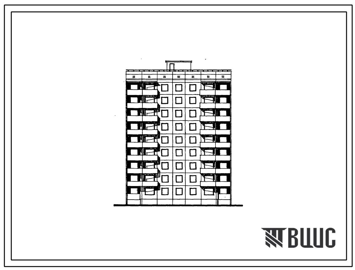 Типовой проект 94-024/1.2 Блок-секция 9-этажная 36-квартирная рядовая с торцовыми окончаниями, правая 1Б-2Б-3А-3Б