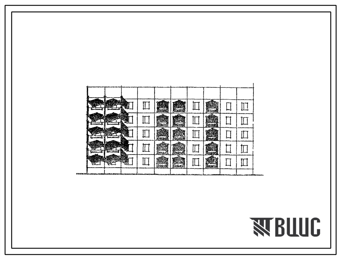 Типовой проект 105-084с.83 Блок-секция 5-этажная 25-квартирная торцевая левая. Для строительства во 2 климатическом районе Киргизской ССР сейсмичностью 9 баллов.