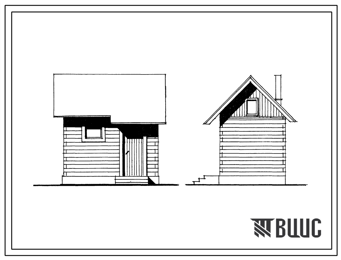 Типовой проект 196-000-103 Баня на 2 места. Стены брусчатые. Площадь 8 м2 (СТЕНЫ ИЗ КИРПИЧА, Хозяйственные строения)