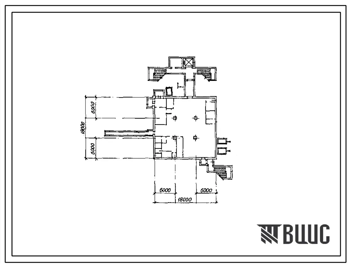 Типовой проект A-II,III,IV-450-419.88 Склад материалов в подвале многоэтажного корпуса в водонасыщенных грунтах (убежище на 450 человек, размеры убежища 18м на 18м, режимы вентиляции убежища 1,2)
