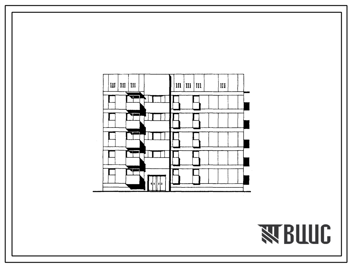 Типовой проект 174-016с.85 Блок-секция 5-этажная 1-секционная 19-квартирная угловая правая 2А.2Б.2Б.2Б
