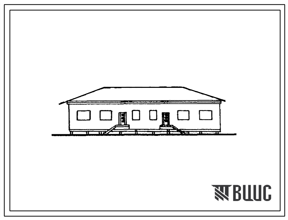 Типовой проект 1с-100-1 Одноэтажный дом на 4 квартиры со стенами из мелких блоков