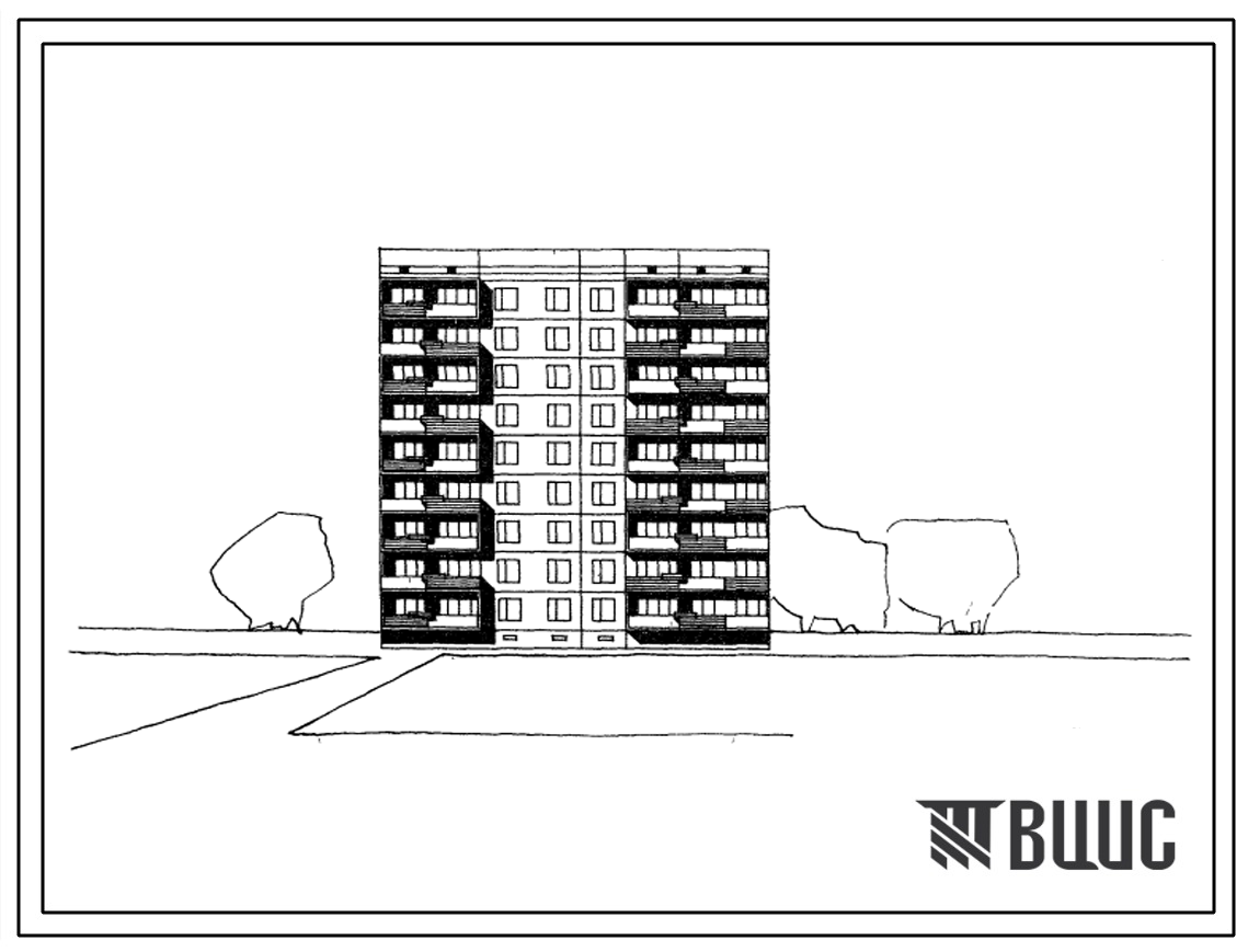 Типовой проект 96-019 9-этажная блок-секция рядовая правая на 36 квартир для строительства во 2 и 3 строительно-климатических зонах.