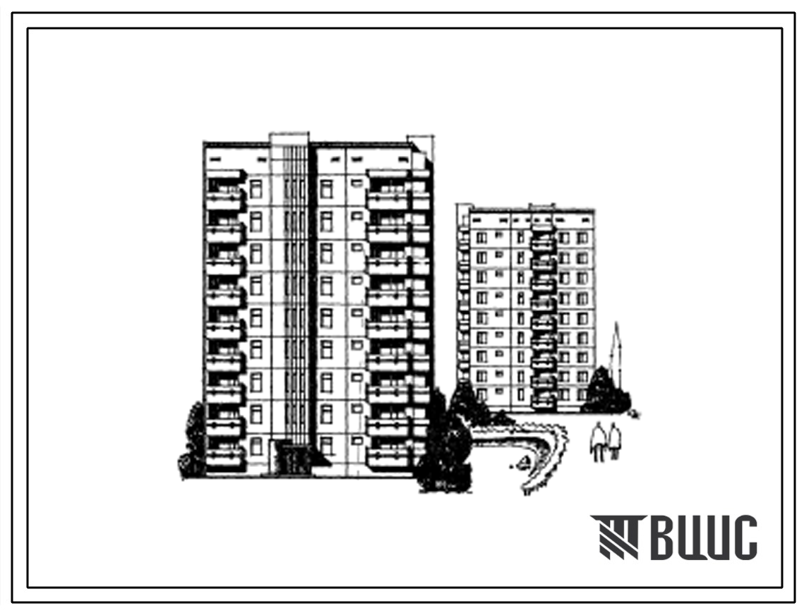 Типовой проект 135-075с Девятиэтажная блок-секция правая  с торцовым окончанием на 27 квартир (однокомнатных 1Б-18; трехкомнатных 3А-9).