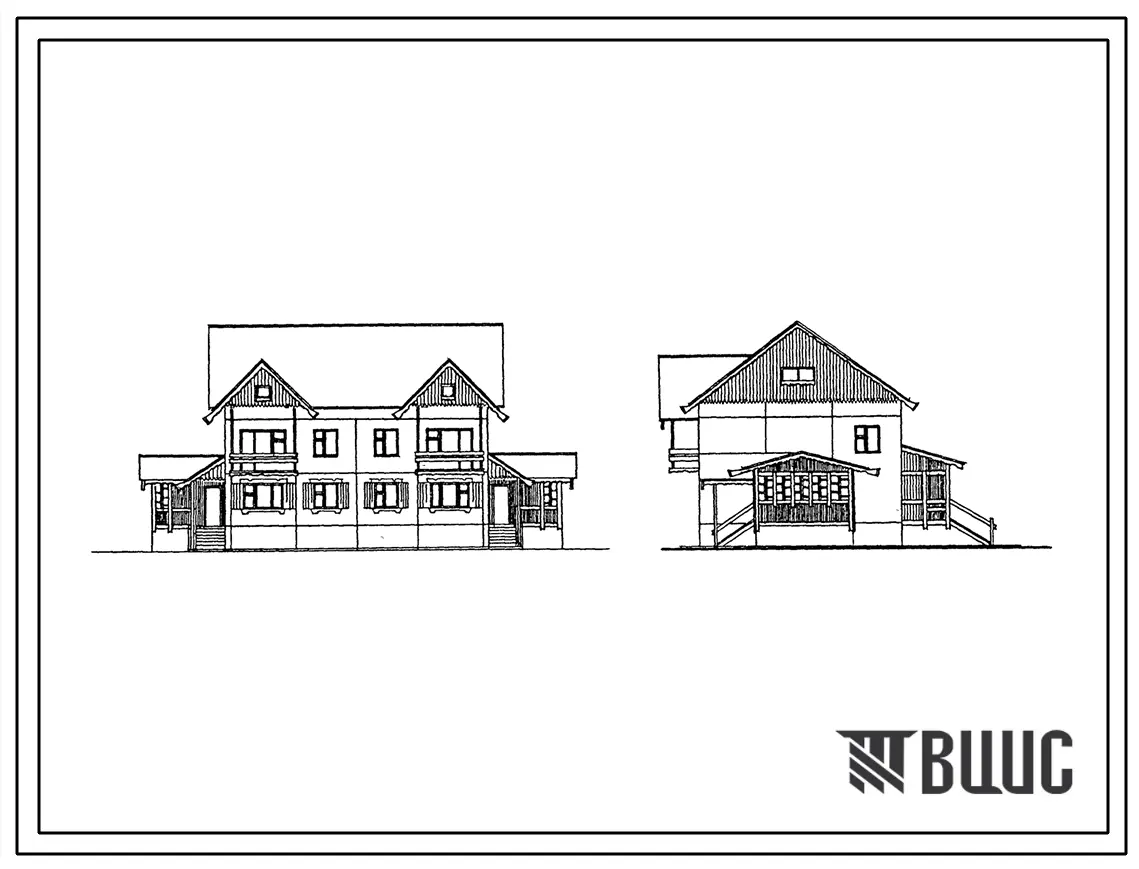 Типовой проект 141-135-264с.13.86 Дом на 2 четырехкомнатные квартиры типа 4Б в двух уровнях. Общая площадь 191 м2 (СТЕНЫ ИЗ ОДНОСЛОЙНЫХ ПЕРЛИТОБЕТОННЫХ ПАНЕЛЕЙ, Для Республики Бурятия Сейсмичность 7, 8 и 9 баллов Ориентация свободная Одноэтажные, Двухэта