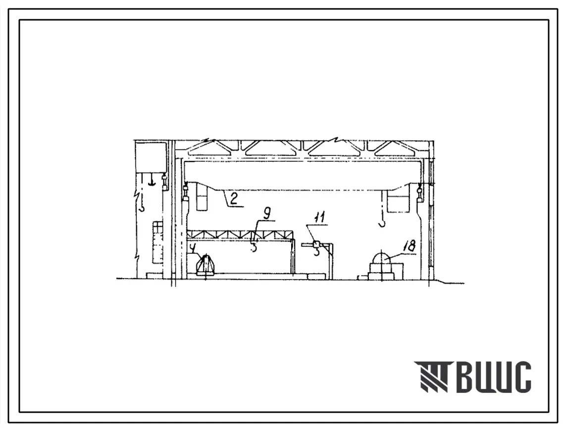 Типовой проект 501-0-63 Локомотивное депо с агрегатно-поточным методом ремонта. Производственный корпус депо для подъемочного ремонта тепловозов с программой 300 секций в год (технологическая часть).Колесно-токарный цех, для строительства во II климатичес