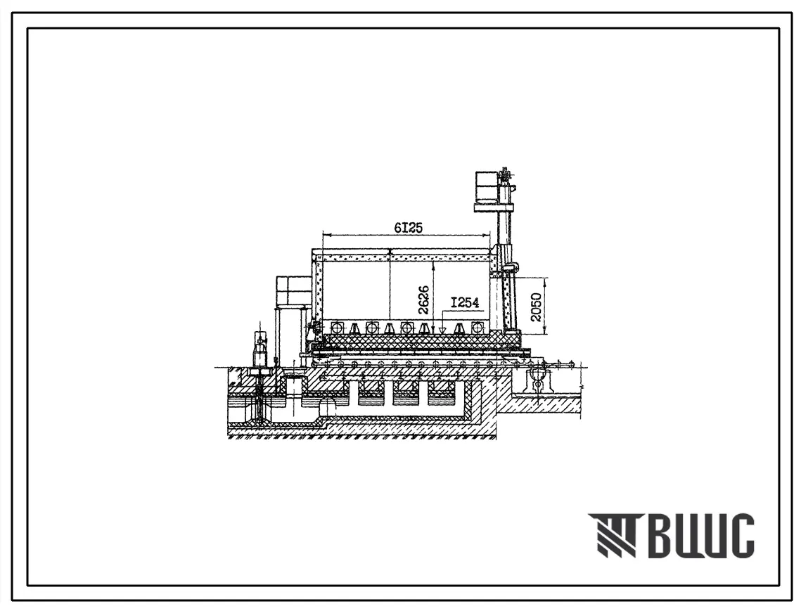 Типовой проект 406-9-254 Печь термическая с выкатным подом размерами 3,0х6,0 м на газе с отводом продуктов сгорания в боров