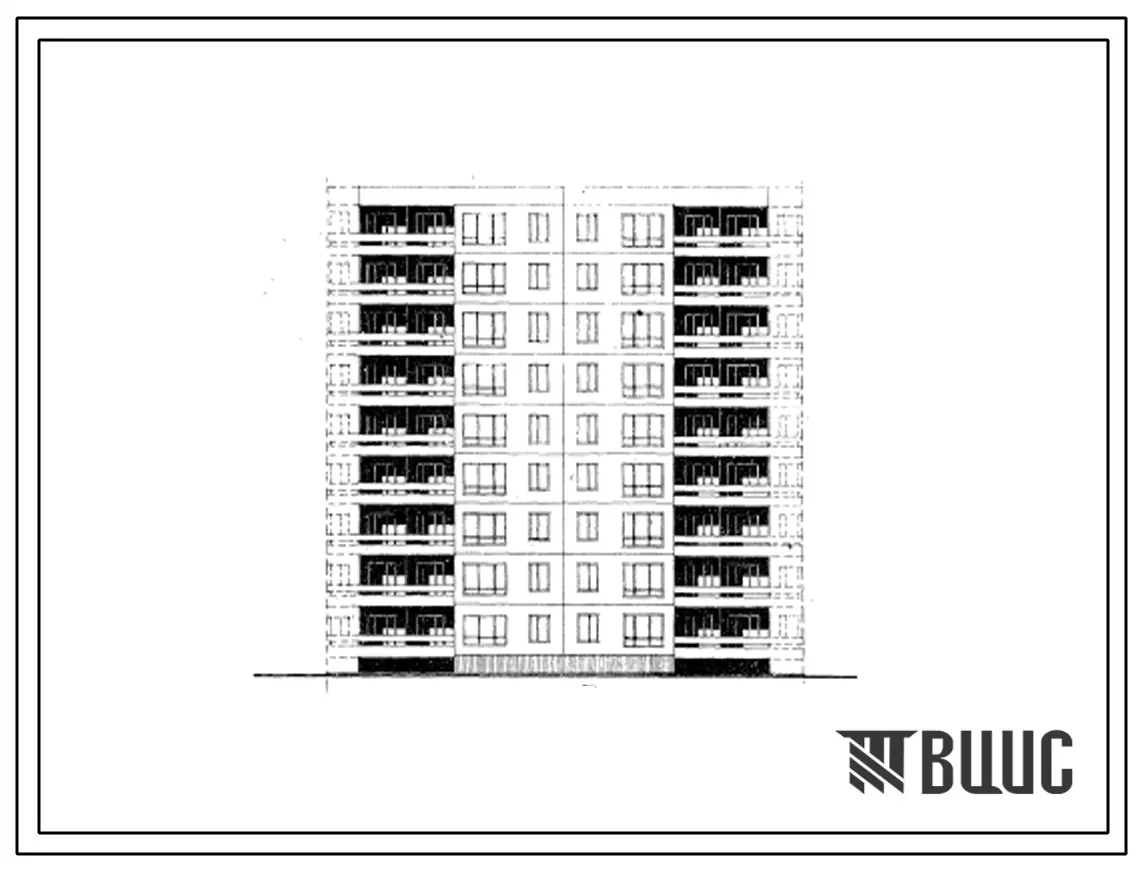 Типовой проект 99-017 Блок-секция девятиэтажного дома рядовая на 36 квартир правая (двухкомнатных 2Б-18, трехкомнатных 3Б-18). Для строительства во 2 и 3 климатическом районах и 1В климатическом подрайоне.