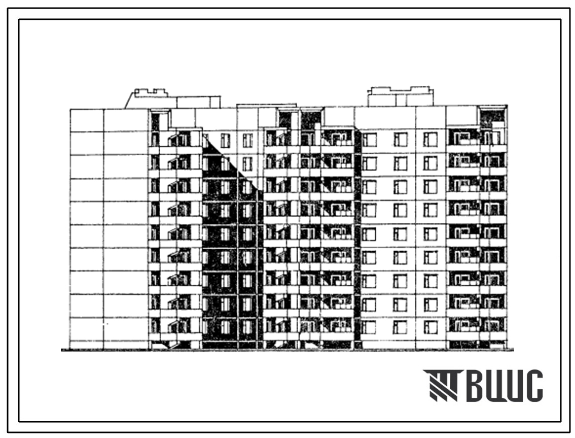 Типовой проект 90-0128.13.87 Блок-секция 9-этажная 72-квартирная с поворотной вставкой-лоджией по углом 135 градусов (внутренний угол) для строительства в Тамбовской области