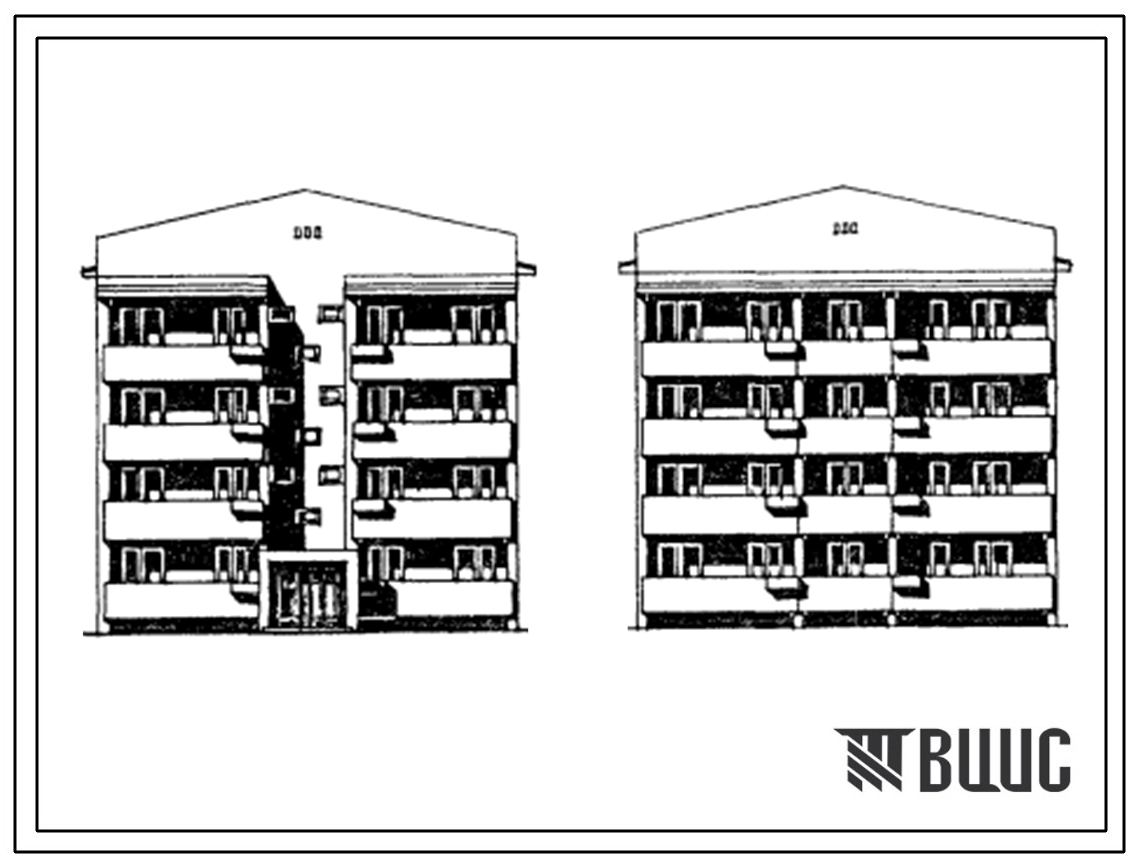 Типовой проект 114-77-77сп.85 4-этажный 1-секционный дом-блок на 16 квартир типа 2А и 2Б. Для строительства в 4А и 4Г климатических подрайонах сейсмичностью 8 баллов на грунтах 2 типа просадочности.
