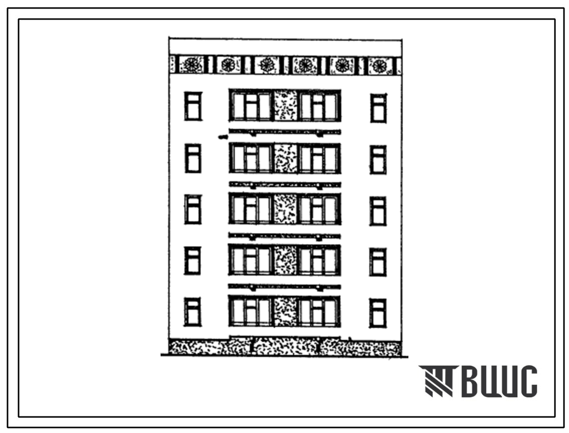 Типовой проект 63-056с.13.86 Блок-секция 5-этажная 10-квартирная пядовая с торцовыми окончаниями 3А-2Б (для Азербайджанской ССР)