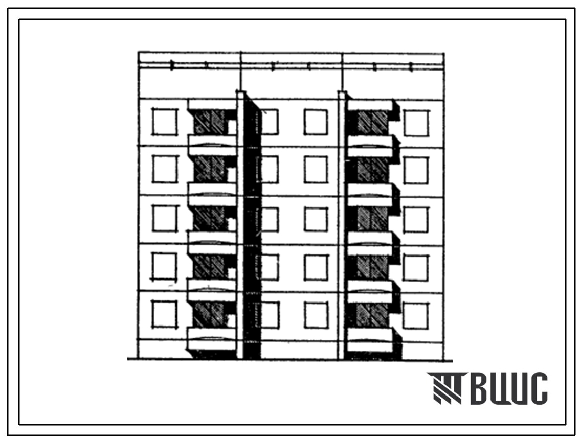 Типовой проект 129-041с.13.86 Блок-секция 5-этажная 10-квартирная (рядовая) с торцовыми окончаниями 3Б-3Б (для Армянской ССР)