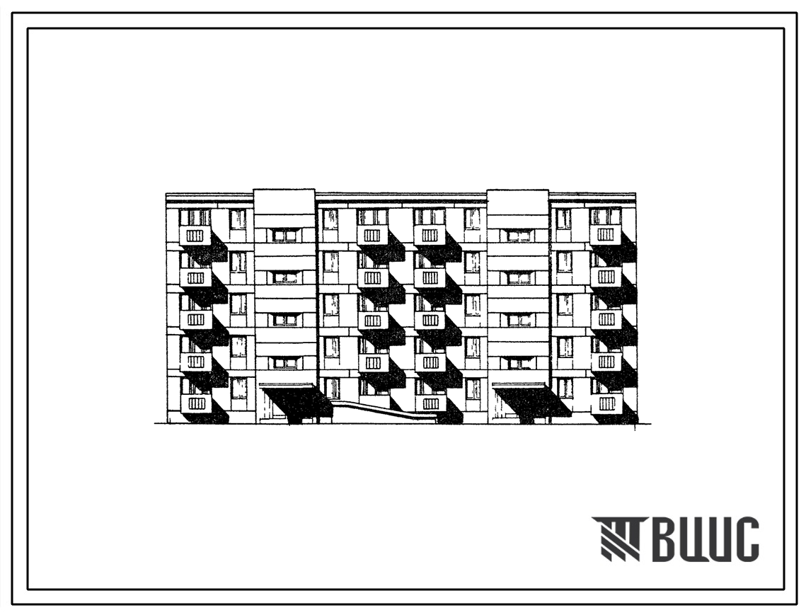Типовой проект 114-020с Пятиэтажная двухсекционная 28 квартирная блок-секция 2Б.2Б.2Б-2Б.2Б.2Б рядовая из крупных блоков.