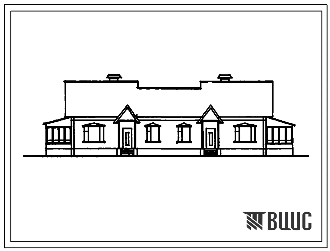 Типовой проект 181-135-276.86 Дом на 2 трехкомнатные квартиры типа 3Б, сблокированный с хозяйственными постройками с максимальным набором помещений (тип III: ). Общая площадь 136 м2 (СТЕНЫ ИЗ КЕРАМЗИТОБЕТОННЫХ ПАНЕЛЕЙ, Одноэтажные, Секционные дома Двухэт
