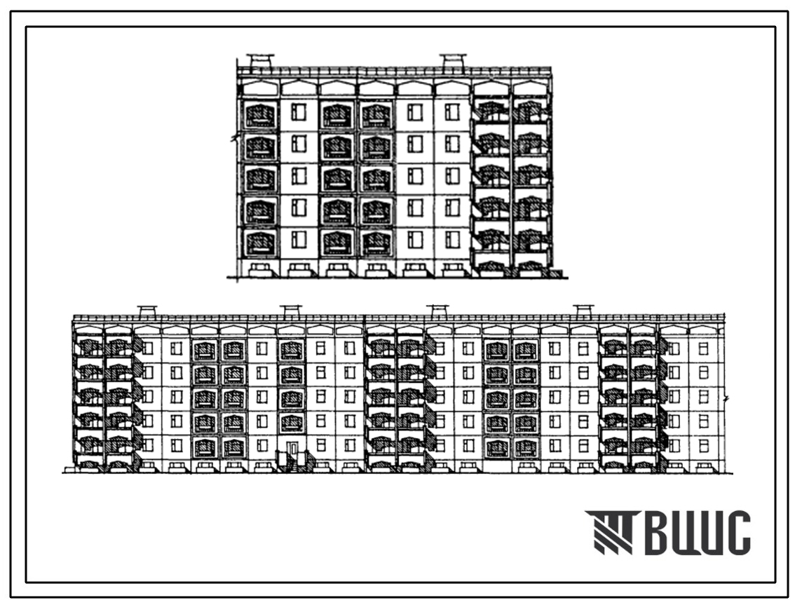 Типовой проект 111-105-127с.13.87 Дом 5-этажный 6-секционный 80-квартирный с помещениями общественного назначения в подвале. Для строительства в Киргизской ССР.