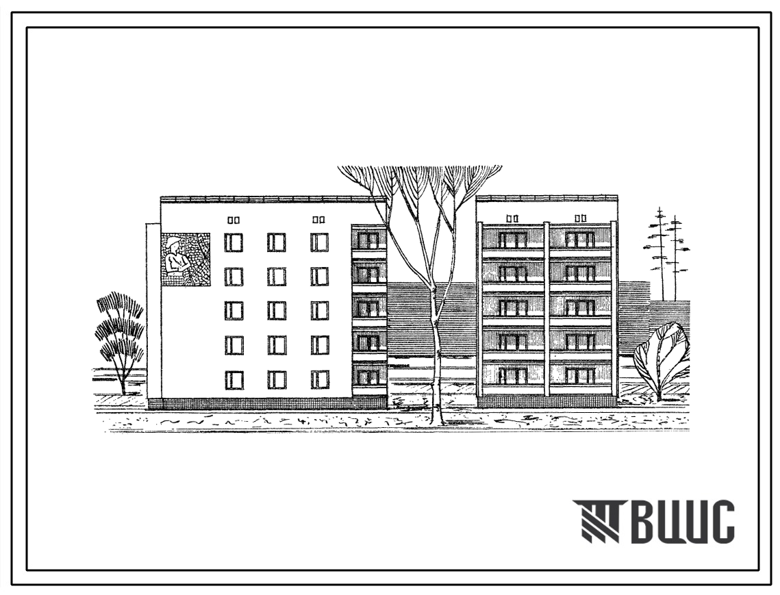 Типовой проект 87-033 Блок-секция 5-этажного дома торцевая левая на 15 квартир для строительства на неравномерно сжимаемых грунтах.