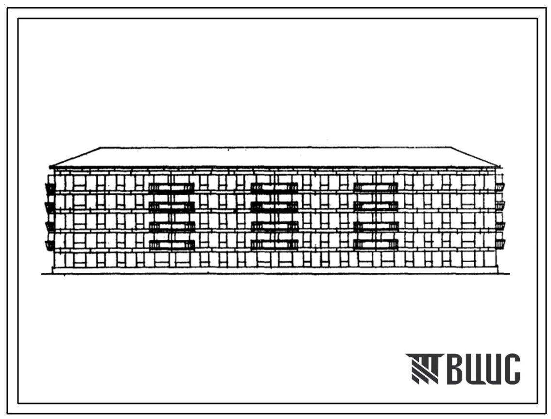 Типовой проект 1-306с-43 Пятиэтажный четырехсекционный дом на 80 квартир со стенами из крупных легкобетонных блоков для кооперативного строительства