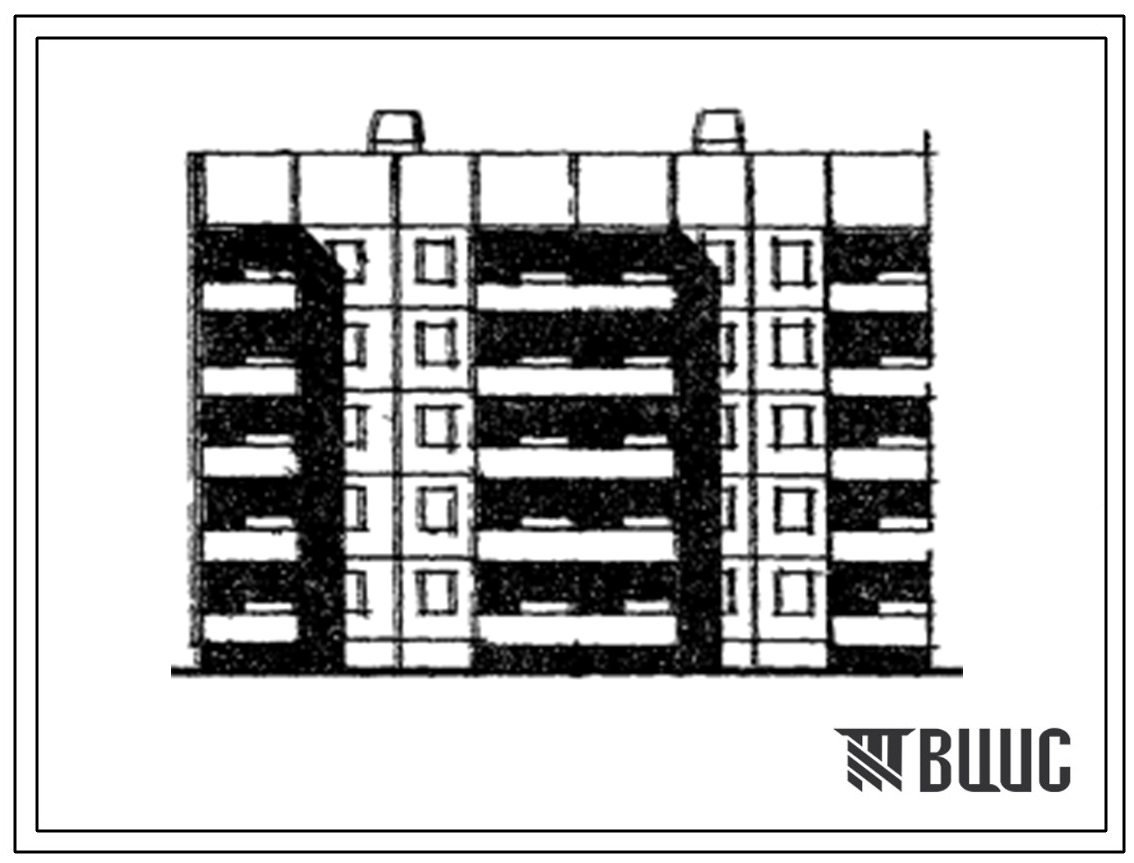 Типовой проект 105-068с/1 Блок-секция пятиэтажная 25-квартирная 1Б.1Б.2Б.-2Б.3Б. торцовая левая (вариант с санитарно-техническими кабинами и безрулонной кровлей).