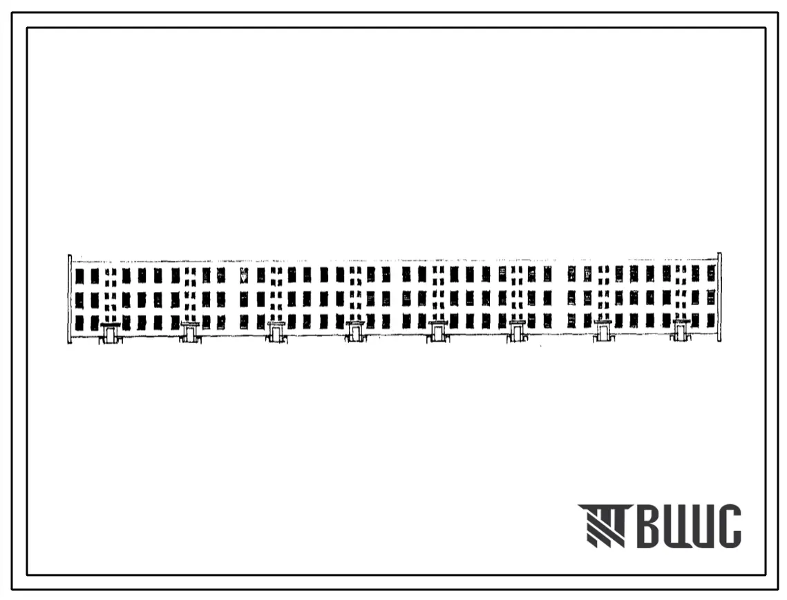 Типовой проект 1Т-395с-9/68 Трехэтажный восьмисекционный жилой дом на 48 квартир (трехкомнатных 24, четырехкомнатных 24).