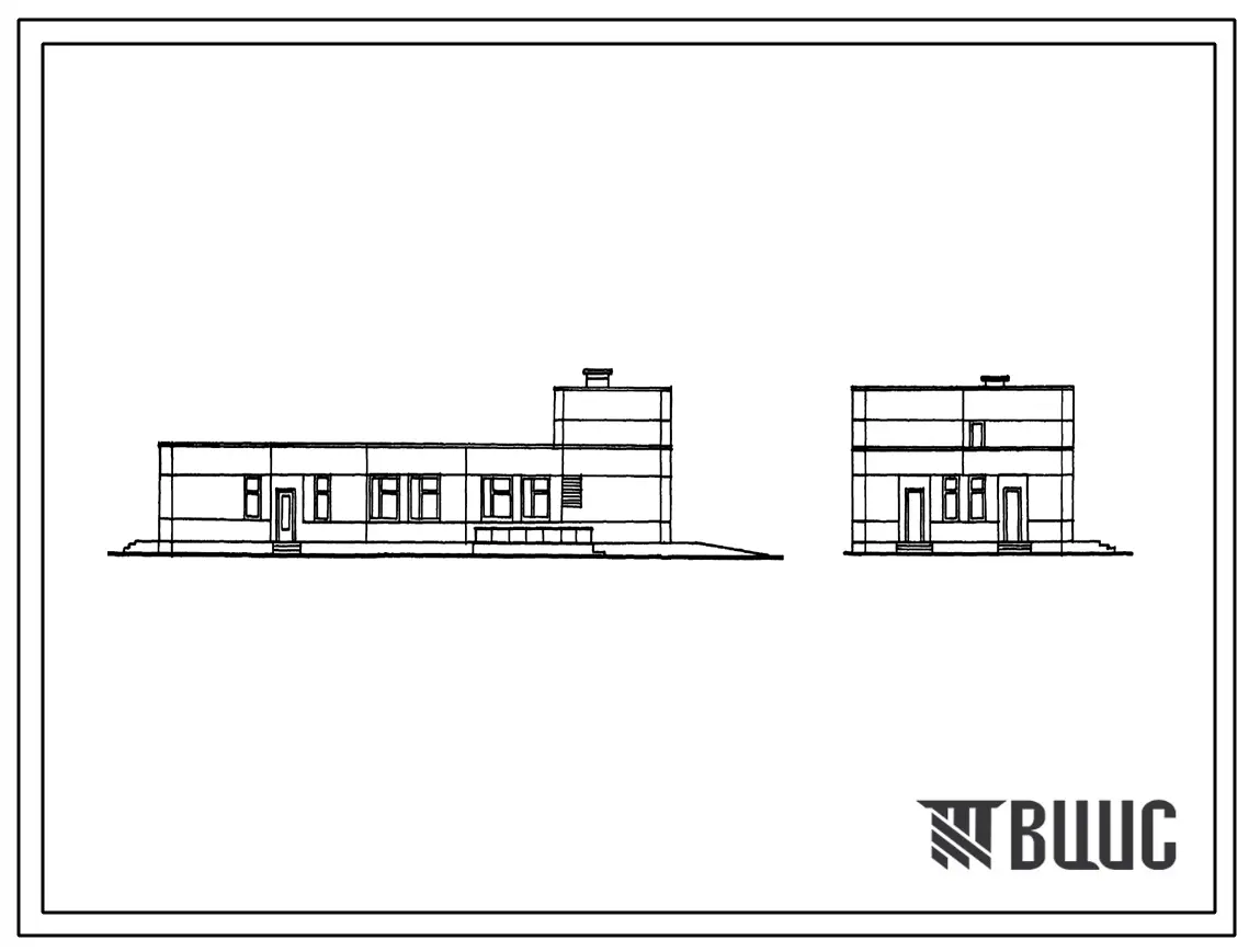 Типовой проект 252-9-44 Пищеблок с переходом инфекционной больницы на 300 коек. Здание одноэтажное. Каркас сборный железобетонный серии ИИ-04. Стены из керамзитобетонных панелей.