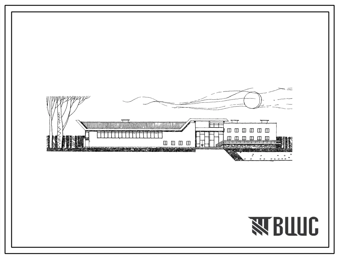 Типовой проект 294-2-40 Спортивный комплекс с залом 30х15 м и открытым бассейном 25х11 м, для строительства в райцентрах на 7-9 тысяч жителей. Для строительства в 1В климатическом подрайоне, 2 и 3 климатических районах