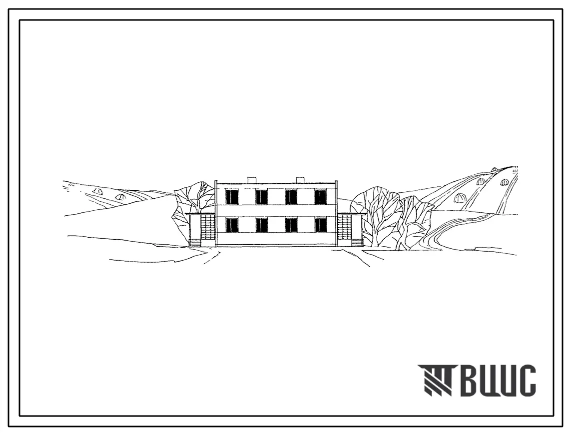 Типовой проект 111-13-36 Двухэтажный двухквартирный жилой дом из силикатобетонных панелей с четырехкомнатными квартирами в двух уровнях.