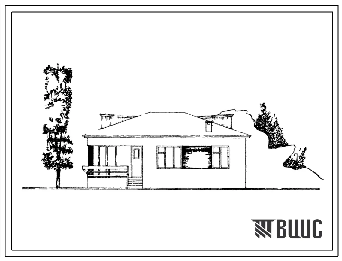Типовой проект 185-45-3с Одноэтажный одноквартирный четырехкомнатный дом. Для строительства в Азербайджанской ССР, с сейсмичностью 7 баллов.