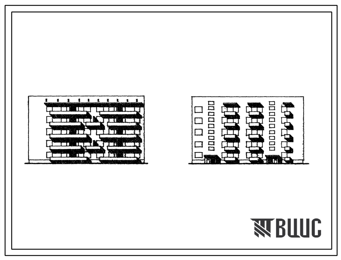 Типовой проект 67-05с/73 Пятиэтажная двойная блок-секция торцевая левая на 25 квартир (однокомнатных 1Б-5, двухкомнатных 2Б-10, трехкомнатных 3Б-10). Для строительства в 3 климатическом районе сейсмичностью 7 баллов