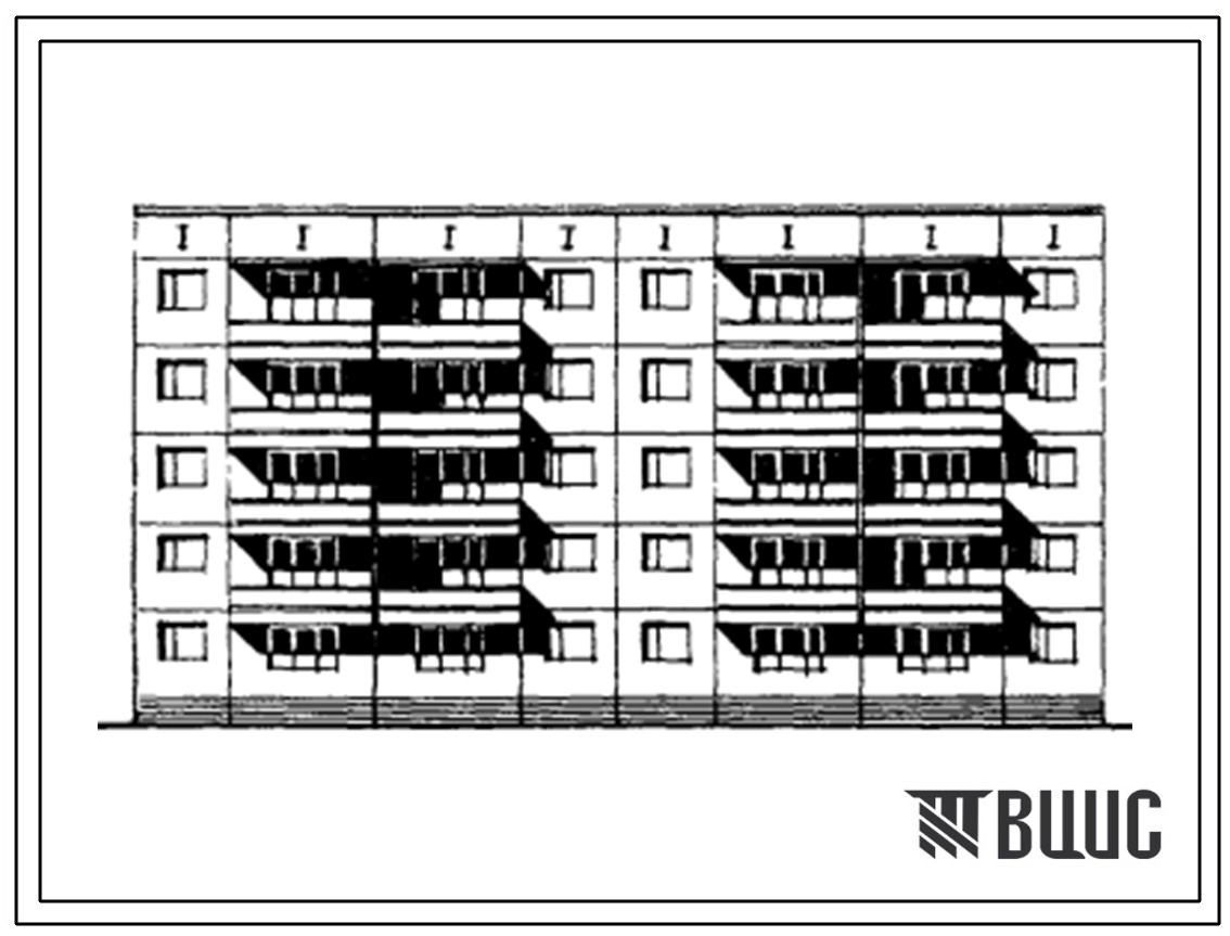 Типовой проект 97-0128/1.2 Блок-секция пятиэтажная 20-квартирная рядовая 3Б.3Б.-3Б.3Б.