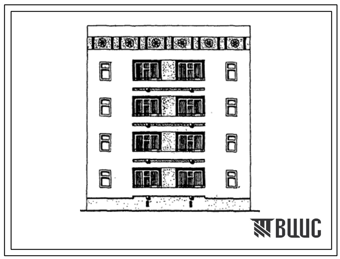 Типовой проект 63-040с.13.86 Блок-секция 4-этажная 8-квартирная рядовая с торцовыми окончаниями 3А-2Б (для Азербайджанской ССР)