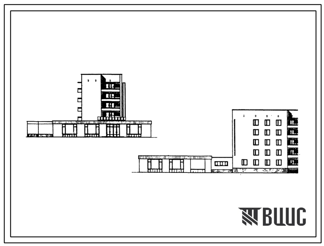 Типовой проект 87-089/1 Пятиэтажная торцовая левая блок-секция на 14 квартир со встроенно-пристроенным промтоварным магазином на 18 рабочих мест