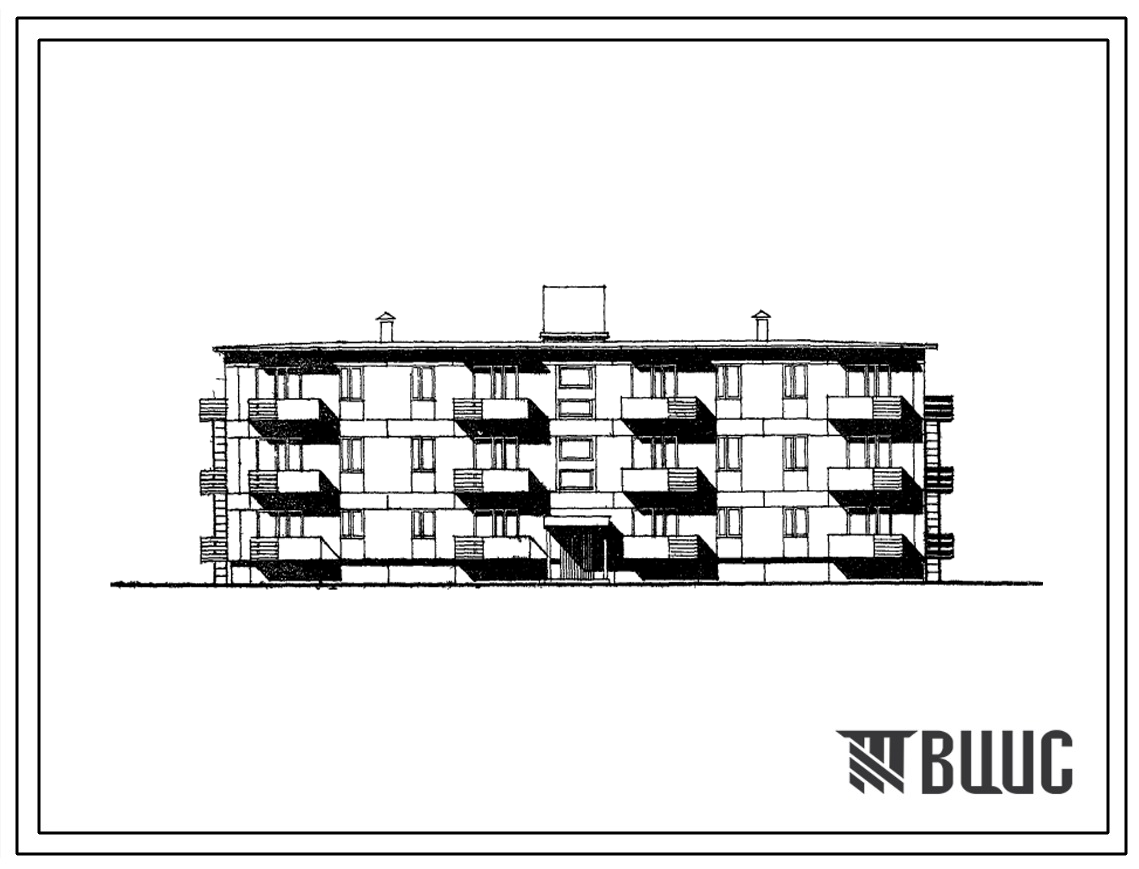 Типовой проект 153-17-10 Трехэтажный 24-квартирный жилой дом для малосемейных (однокомнатных 1А-9, однокомнатных 1Б-12, двухкомнатных 2А-3). Для строительства в 1В климатическом подрайоне, 2 и 3 климатический районах.