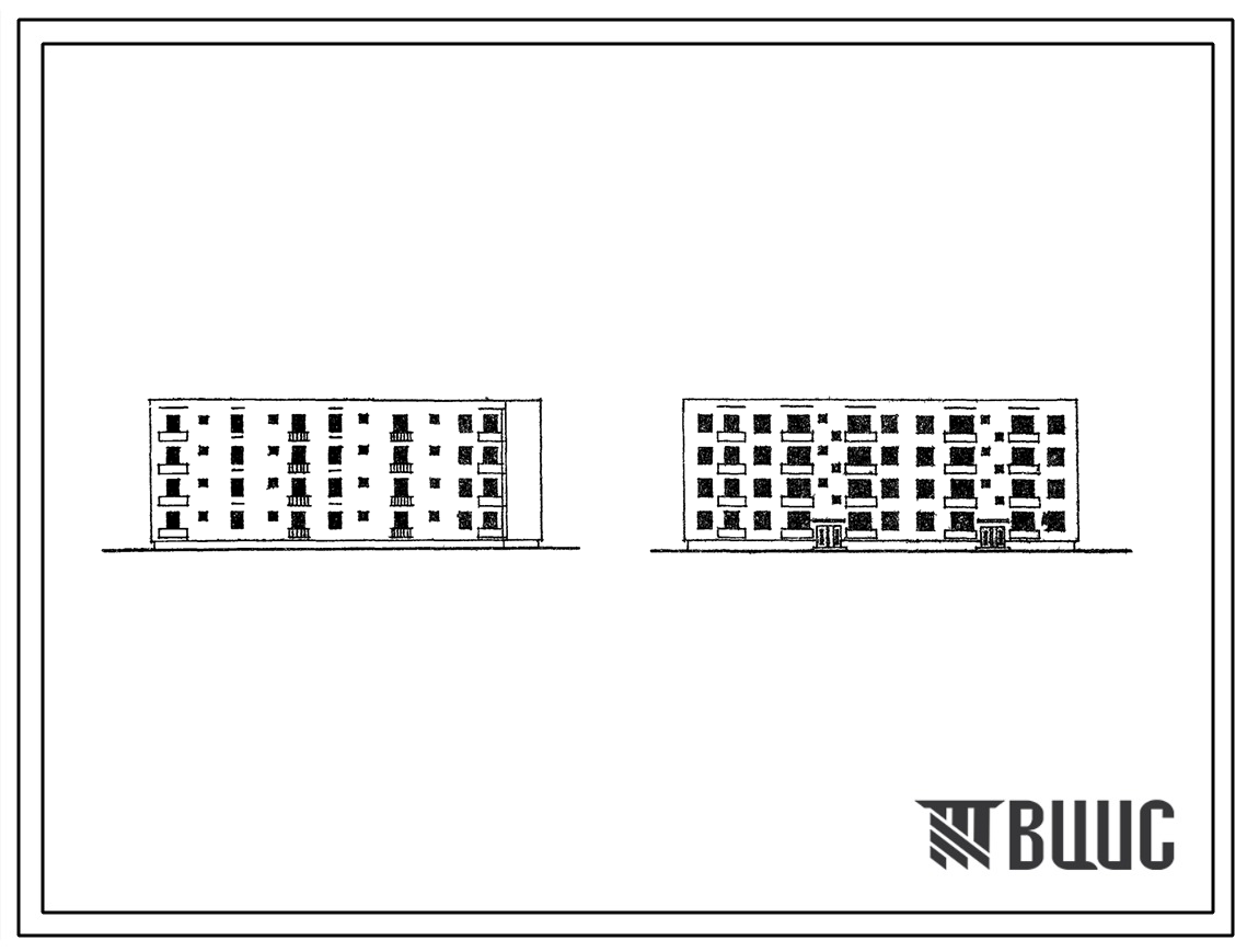 Типовой проект 98-022С Четырехэтажная блок-секция поворотная правая на 16 квартир (двухкомнатных 2Б-8, трехкомнатных 3А-4, пятикомнатных 5А-4). Для строительства в 3 климатическом районе Киргизской ССР сейсмичностью 9 баллов.