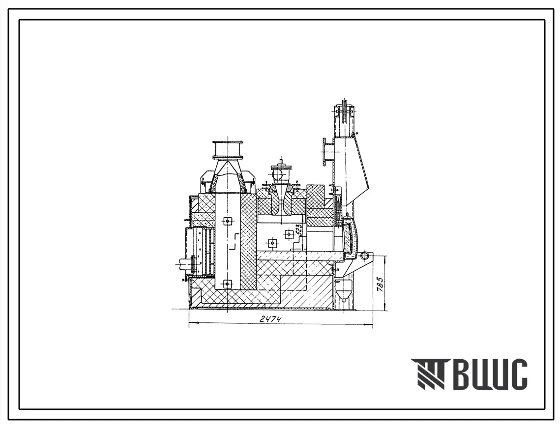 Типовой проект 406-9-303.86 Печь нагревательная камерная размерами пода 0,7 х 0,7 м на газе низкого давления с отводом дыма вверх