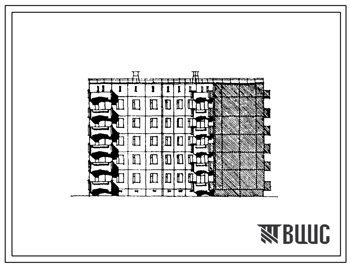 Типовой проект 105-0106с.86 Пятиэтажная блок-секция поворотная обратная на 20 трехкомнатных квартир типа 3Б. Для строительства в городах и поселках городского типа
