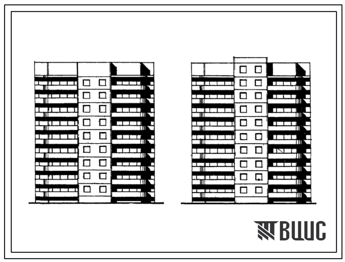 Типовой проект 138-019с Блок-секция девятиэтажная 36-квартирная рядовая с торцевыми окончаниями 3Б-2Б-2Б-3Б.