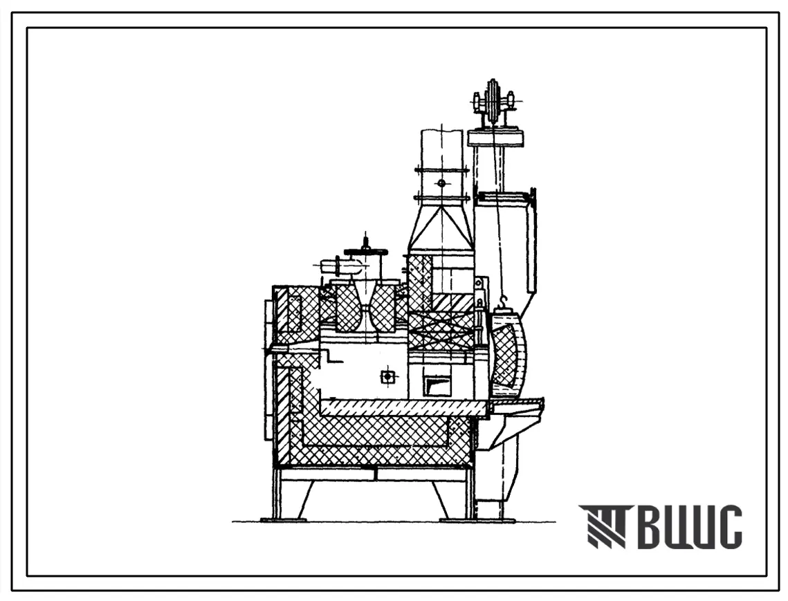 Типовой проект 406-9-81 Печь нагревательная камерная размерами пода 0,6х0,6 м на газе низкого давления с отводом дыма вверх.