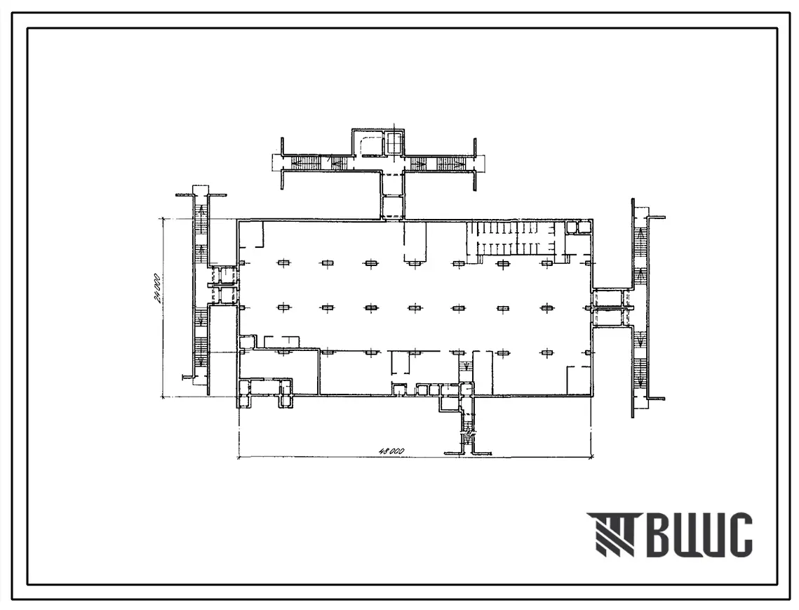 Типовой проект А-II,III,IV-1800-422.88 Склад материалов и оборудования отдельно стоящий заглубленный. Стены монолитные железобетонные (убежище на 1800 человек, размеры убежища 48м на 24м, режимы вентиляции 1,2,3)