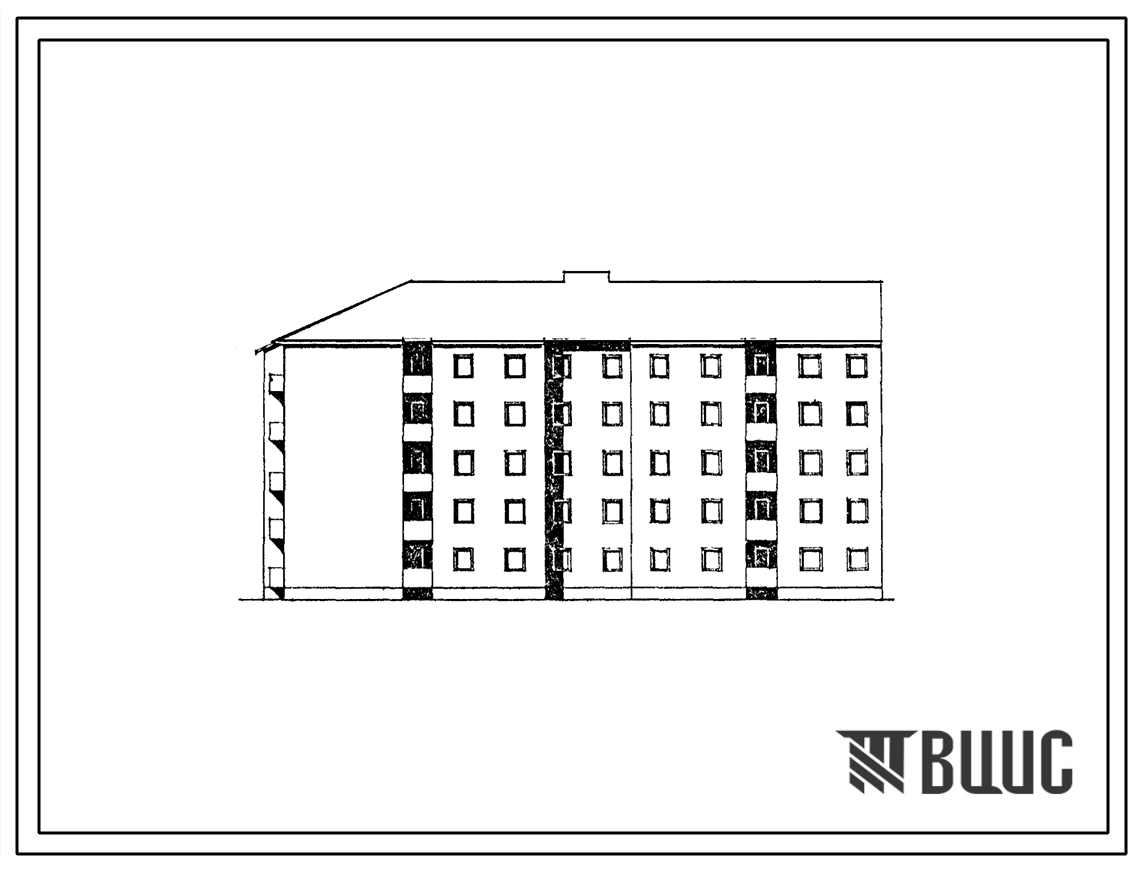 Типовой проект 114-090с.85 Пятиэтажная блок-секция двухсекционная торцевая левая на 30 квартир. Для строительства в городах и поселках городского типа