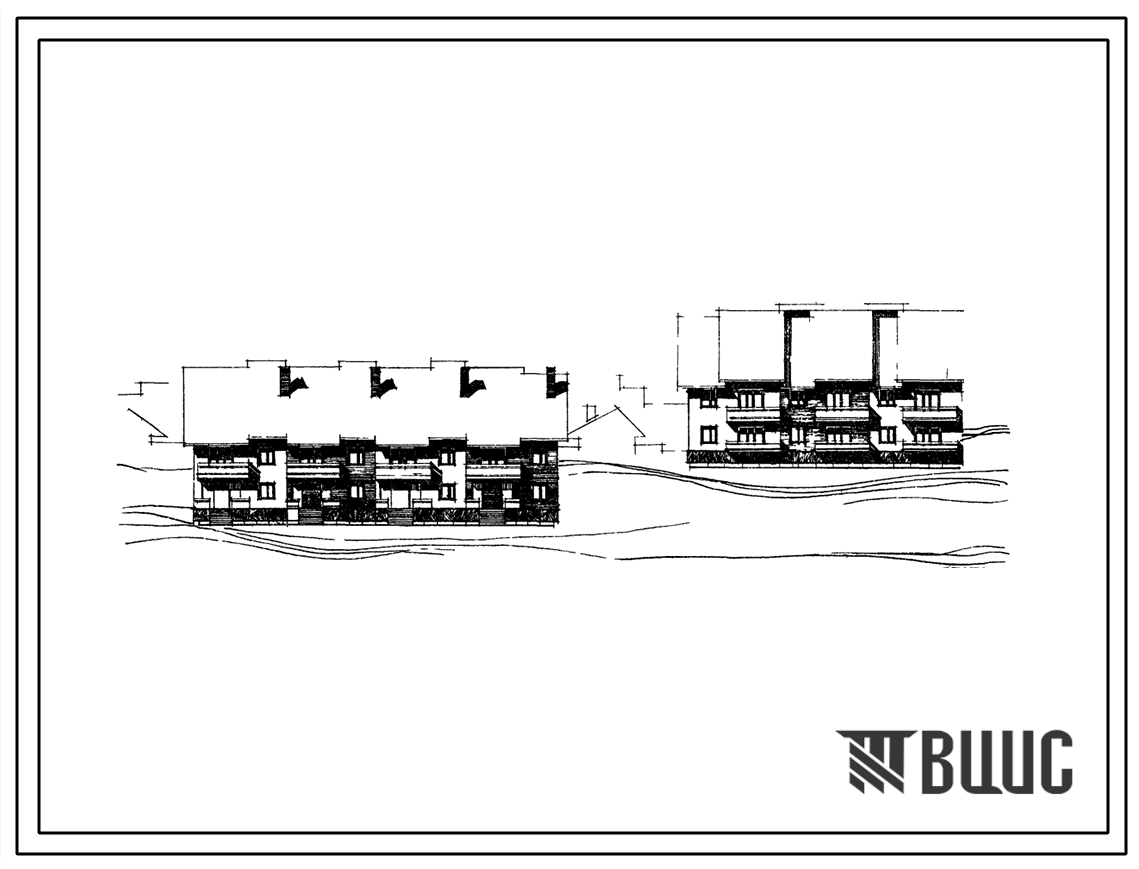 Типовой проект 204-09м Двухэтажная блок-секция рядовая торцевая на 2 квартиры (двухкомнатных 2Б-1, трехкомнатных 3Б-1). Для строительства в районах с вечномерзлыми грунтами