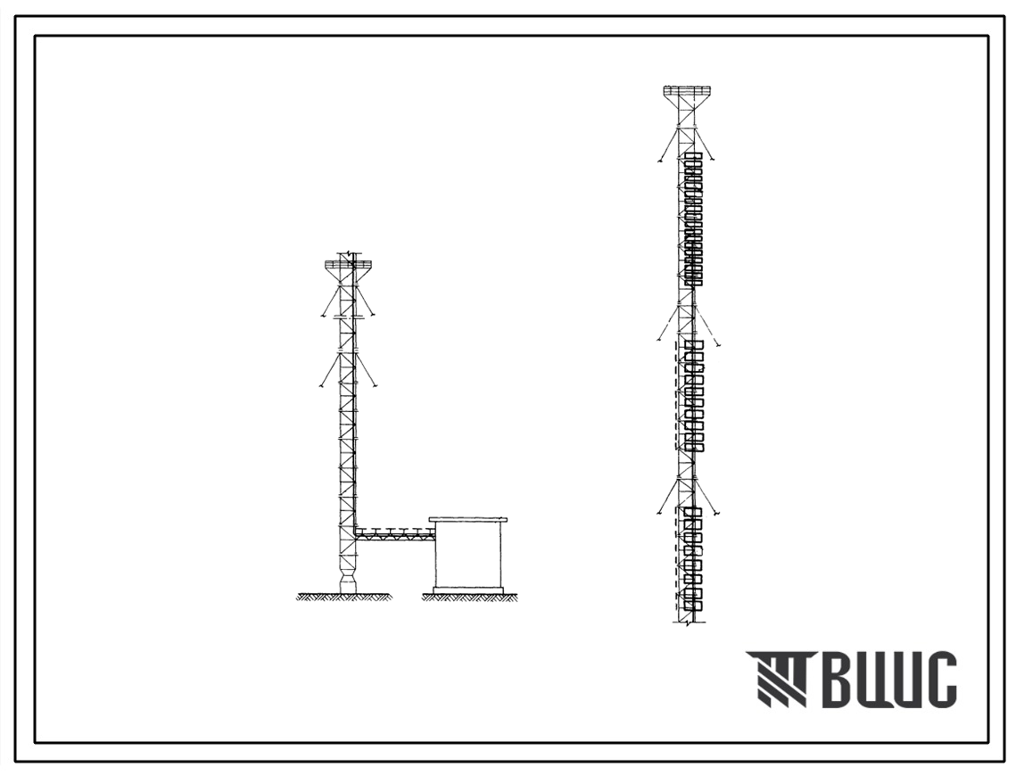 Типовой проект 604-15 Установка телевизионных и УКВ ЧМ антенн и фидеров на унифицированных мачтах Н=250 м
