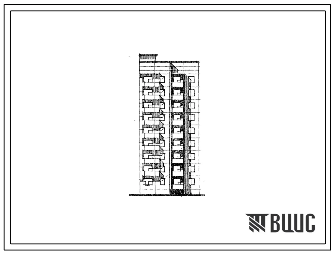 Типовой проект 94-0118.84 9-этажный 18-квартирный блок-элемент, правый Б 2п. 1Б-4Б /для строительства в г. Херсоне/