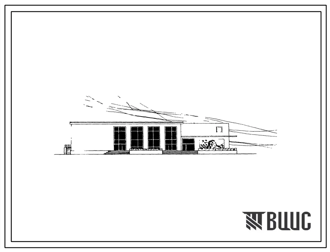 Типовой проект 265-12-68с Клуб с залом на 300 зрительских мест для строительства в районах с сейсмичностью 7 и 8 баллов. Здание двухэтажное.