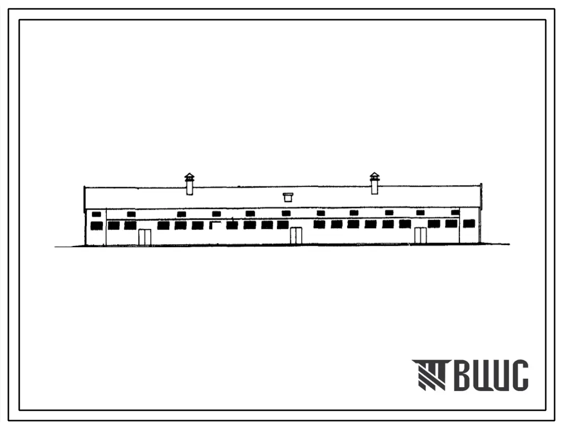 Типовой проект 801-158, тип 1 Коровник на 180 коров мясных пород беспривязного содержания с нормированным кормлением на выгульно-кормовых дворах. Для строительства в районах с расчетной наружной температурой -20 0С.