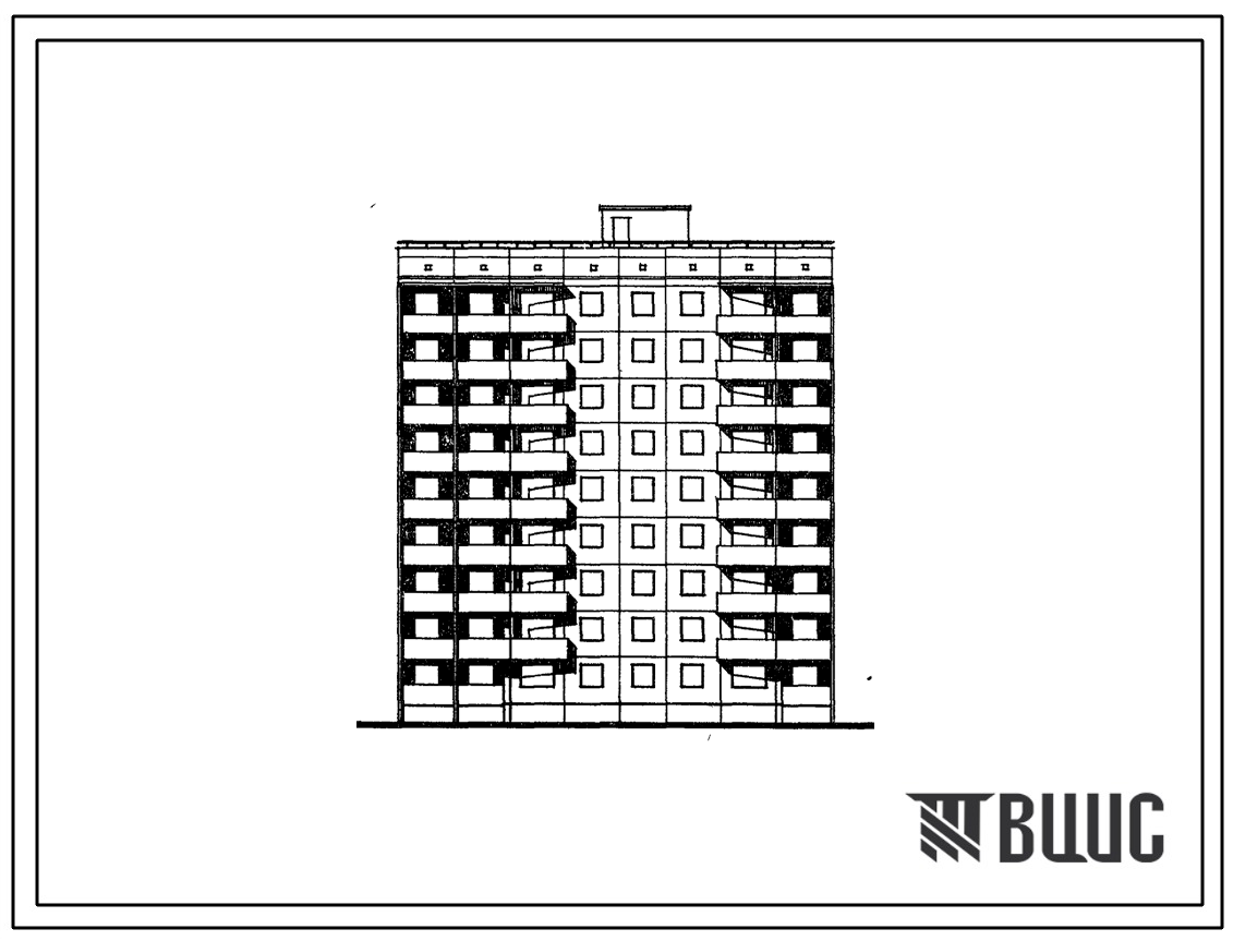Типовой проект 94-048/1.2 Блок-секция поворотная правая 9-этажная 36-квартирная 1Б-2Б-3А-4Б