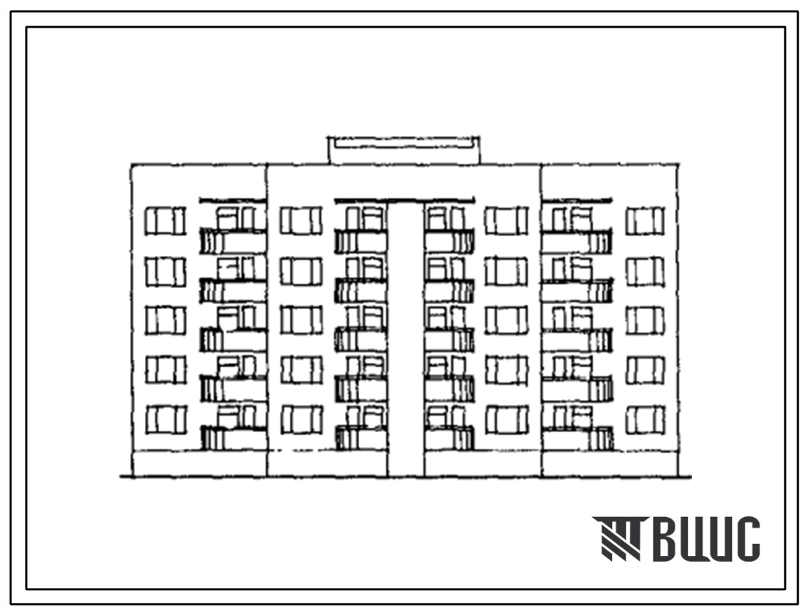 Типовой проект 244-01.13.90 Блок-секция 5-этажная 20-квартирная рядовая (стены монолитные) с торцовыми окончаниями 4-1-1-4 для г. Тулы и Тульской области